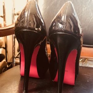 Black patent leather heels